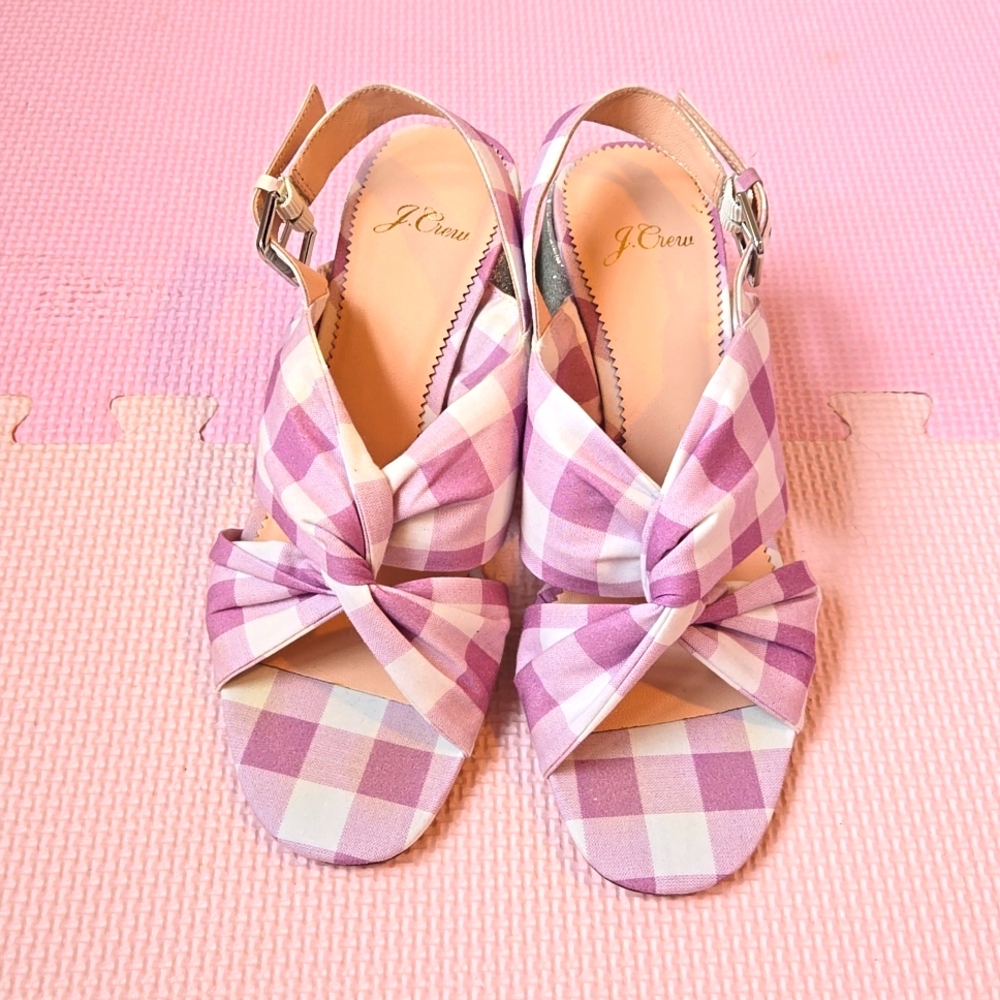 J Crew Gingham Sandals, Size US7, NEW